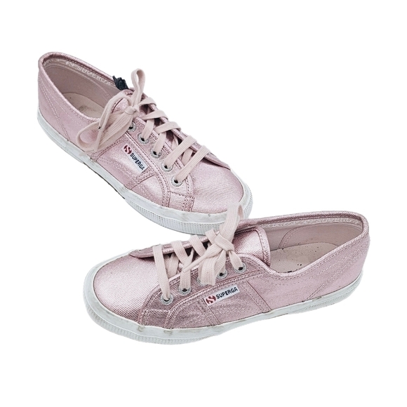 Superga Women's Metallic Pink Cotmetu Lace-Up Low Top Fashion Sneakers Size 5 - Picture 1 of 11